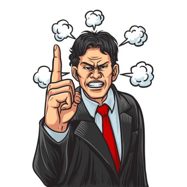 Angry businessman explode his emotion  telling off someone ,Vector illustration.