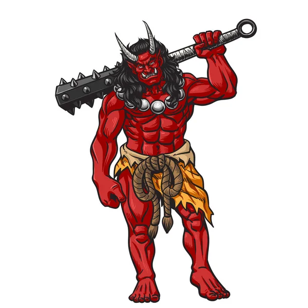 Japanese Demon Oni Scary Red Demons Vector Illustration — 스톡 벡터