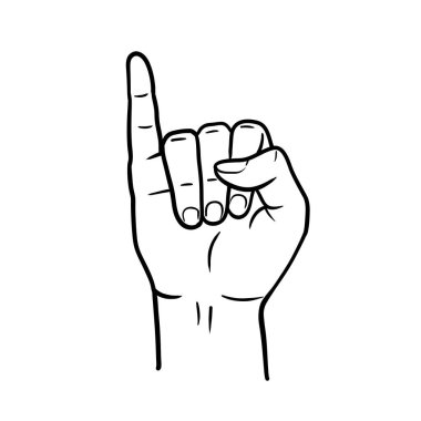 Çizgi çizimi, el, beyaz arka planda izole edilmiş serçe parmağını gösteriyor. Vaat taahhüdü işareti, Eps10 vektörü. 