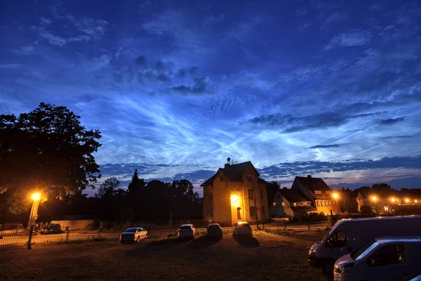 Extremly Bright Rare Noctilucent Clouds City 21St June 2019 Summer — Foto Stock