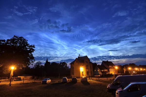 Extremly Bright Rare Noctilucent Clouds City 21St June 2019 Summer — Foto Stock