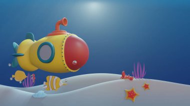 Dünya Okyanusu Sancak Şablonu 3D işlemeli denizaltı