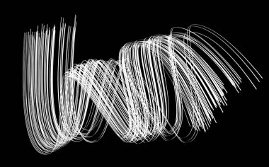 Beyaz arka planda beyaz akış fırça darbesi, şerit izole hat. Gerçekçi ses dalgası. Sıvı boya mürekkebi şeklinde. Gerçek vektör illüstrasyon girdabı bulanıklığı. Boya kalemleri ve tebeşir boyası, iplik, saç ve demet.