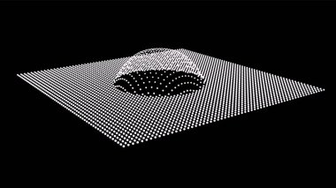 Dağ gibi kabarcıklar. Hill, küresel çıkıntı. Noktalardan oluşan yarımküre. Parçacık boyutu ses dalgası. Kürenin bir kısmı kutup tepesi küre yüzeyini etkiler. Büyük veri akışı hesaplaması.