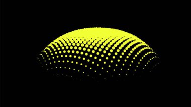 Parçacık boyutu ses dalgası. Kürenin bir kısmı kutup tepesi küre yüzeyini etkiler. Arkaplan şebeke yapısı. Büyük veri akışı hesaplaması.