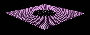 Dağ gibi kabarcıklar. Hill, küresel çıkıntı. Noktalardan oluşan yarımküre. Parçacık boyutu ses dalgası. Kürenin bir kısmı kutup tepesi küre yüzeyini etkiler. Büyük veri akışı hesaplaması.