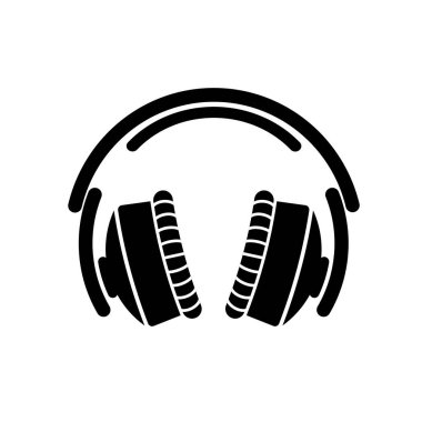 Kulaklıklar vektör ikonu. Basit bir koruma simgesi simgesi. Sembol müzik vektörü illüstrasyonu siyah