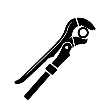 Tesisat anahtarı. Boru onarımı, fındık sıkma, kapama, su kaynağı. Boru tipi siyah ayrıntılı logo ikonu vektörü siyah illüstrasyon izole edildi