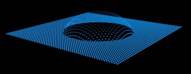 Dağ gibi kabarcıklar. Hill, küresel çıkıntı. Noktalardan oluşan yarımküre. Parçacık boyutu ses dalgası. Kürenin bir kısmı kutup tepesi küre yüzeyini etkiler. Büyük veri akışı hesaplaması.