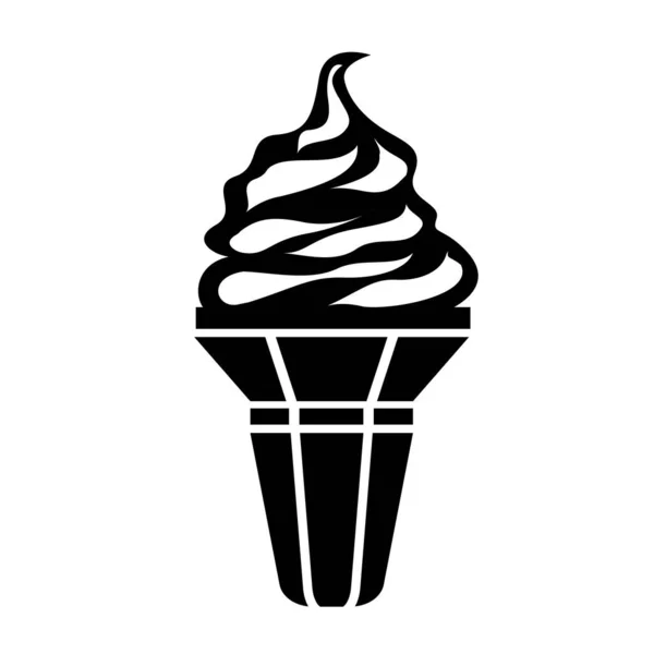 Ice Cream Cone Simple Black Style Icon Isolated Modern Sweet — Stock Vector