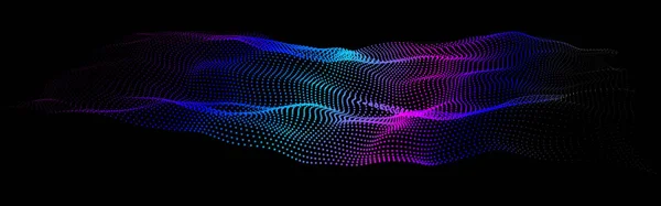 节点波形拓扑结构 无限浩大的数据震动着 科学突起的山丘 网络点阵领域 3D海角 信息流动的网格结构 — 图库矢量图片