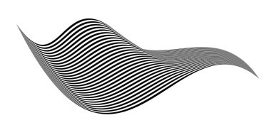 Zebra dokusuyla fırça darbesi gibi dalgalanan bayrak. Siyah beyaz çizgili yelek tuhaf bir şekilde kıvrılmış ve yörünge boyunca dalgalar kıvrılıyor..