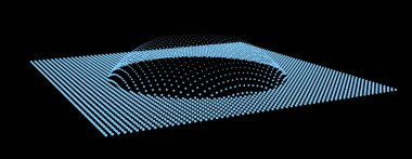 Dağ gibi kabarcıklar. Hill, küresel çıkıntı. Noktalardan oluşan yarımküre. Parçacık boyutu ses dalgası. Kürenin bir kısmı kutup tepesi küre yüzeyini etkiler. Büyük veri akışı hesaplaması.
