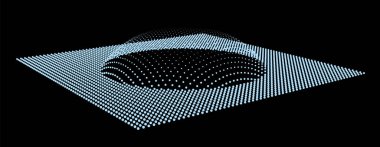 Dağ gibi kabarcıklar. Hill, küresel çıkıntı. Noktalardan oluşan yarımküre. Parçacık boyutu ses dalgası. Kürenin bir kısmı kutup tepesi küre yüzeyini etkiler. Büyük veri akışı hesaplaması.