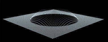 Dağ gibi kabarcıklar. Hill, küresel çıkıntı. Noktalardan oluşan yarımküre. Parçacık boyutu ses dalgası. Kürenin bir kısmı kutup tepesi küre yüzeyini etkiler. Büyük veri akışı hesaplaması.