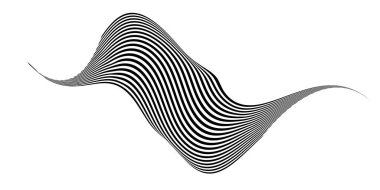 Zebra dokusuyla fırça darbesi gibi dalgalanan bayrak. Siyah beyaz çizgili yelek tuhaf bir şekilde kıvrılmış ve yörünge boyunca dalgalar kıvrılıyor..