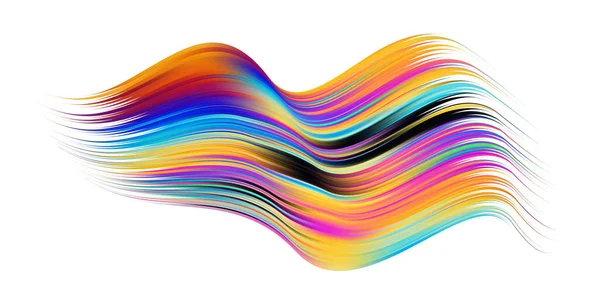 Красочный Штрих Кистью Лента Изолированная Линия Реалистичная Волна Жидкая Краска — стоковый вектор