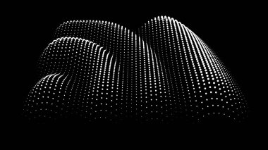 Büyük verilerin üç boyutlu dinamik düğümü bilimi noktalar. Parçacıkların sonsuz sinüzoit çizgisini dalgalandırın. Girdap tepesi neon topolojisi. Titreşim dalgalı davul müziği arkaplanı. Deniz araştırma bilimi damlaları düşüyor