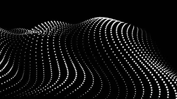 プレゼンテーションのための数学フローテンプレート 粒子の空間における規則性を強調する発光線 オーダーした正弦波科学 大規模なデータストリームの処理 — ストックベクタ