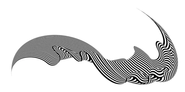 Zebra Dokusuyla Fırça Darbesi Gibi Dalgalanan Bayrak Siyah Beyaz Çizgili — Stok Vektör