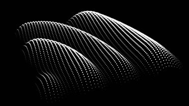 Büyük verilerin üç boyutlu dinamik düğümü bilimi noktalar. Parçacıkların sonsuz sinüzoit çizgisini dalgalandırın. Girdap tepesi neon topolojisi. Titreşim dalgalı davul müziği arkaplanı. Deniz araştırma bilimi damlaları düşüyor