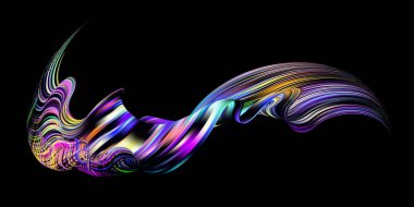 Kumaş rengi soyut bükülmüş akışkan şekil akışı. Modaya uygun sıvı tasarımı. 3D renkli soyut akış şekilli akış boyası. Derin analiz fırça darbesi renkli afiş. Vektör illüstrasyonu gerçekçi boya