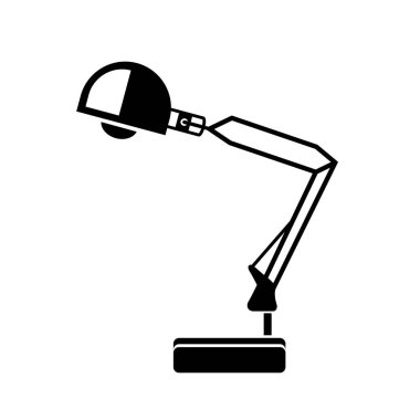 Boş Metal Masa Lambası İçişleri Bakanlığı 'nı aydınlatır ya da Beyaz Arkaplanda İzole Edilmiş Ev' i. Vektör illüstrasyonu