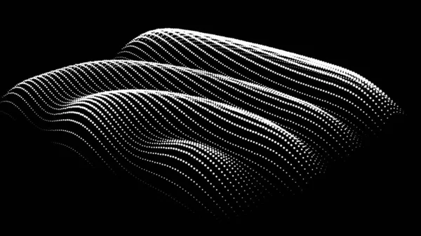 Büyük verilerin üç boyutlu dinamik düğümü bilimi noktalar. Parçacıkların sonsuz sinüzoit çizgisini dalgalandırın. Girdap tepesi neon topolojisi. Titreşim dalgalı davul müziği arkaplanı. Deniz araştırma bilimi damlaları düşüyor