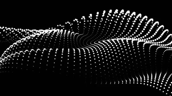 Sunum için matematik akış şablonu. Işık yayan çizgiler parçacıkların uzayındaki düzenliliği vurguluyor. Sinüzoidal bilim emretti. Büyük bir veri akışı işleniyor