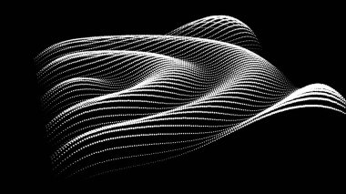 Büyük verilerin üç boyutlu dinamik düğümü bilimi noktalar. Parçacıkların sonsuz sinüzoit çizgisini dalgalandırın. Girdap tepesi neon topolojisi. Titreşim dalgalı davul müziği arkaplanı. Deniz araştırma bilimi damlaları düşüyor