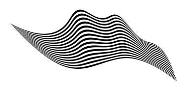 Zebra dokusuyla fırça darbesi gibi dalgalanan bayrak. Siyah beyaz çizgili yelek tuhaf bir şekilde kıvrılmış ve yörünge boyunca dalgalar kıvrılıyor..