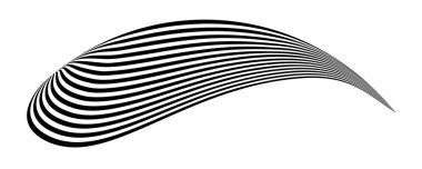 Zebra dokusuyla fırça darbesi gibi dalgalanan bayrak. Siyah beyaz çizgili yelek tuhaf bir şekilde kıvrılmış ve yörünge boyunca dalgalar kıvrılıyor..