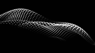 Sunum için matematik akış şablonu. Işık yayan çizgiler parçacıkların uzayındaki düzenliliği vurguluyor. Sinüzoidal bilim emretti. Büyük bir veri akışı işleniyor