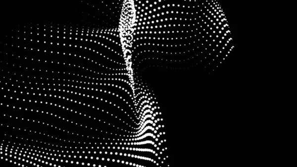 Sunum için matematik akış şablonu. Işık yayan çizgiler parçacıkların uzayındaki düzenliliği vurguluyor. Sinüzoidal bilim emretti. Büyük bir veri akışı işleniyor