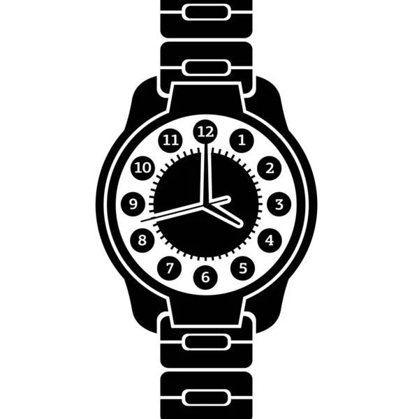 Men Hand Classic Wrist Watch Icon Isolated Wristwatch Black Illustration — Stock Vector