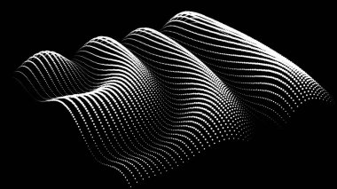 Büyük verilerin üç boyutlu dinamik düğümü bilimi noktalar. Parçacıkların sonsuz sinüzoit çizgisini dalgalandırın. Girdap tepesi neon topolojisi. Titreşim dalgalı davul müziği arkaplanı. Deniz araştırma bilimi damlaları düşüyor