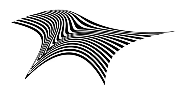 摇曳的旗帜像画笔划过斑马的纹理 黑白相间的条纹以奇怪的方式弯曲着 波纹沿着弹道弯曲着 — 图库矢量图片