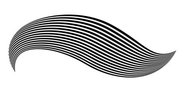 Zebra dokusuyla fırça darbesi gibi dalgalanan bayrak. Siyah beyaz çizgili yelek tuhaf bir şekilde kıvrılmış ve yörünge boyunca dalgalar kıvrılıyor..