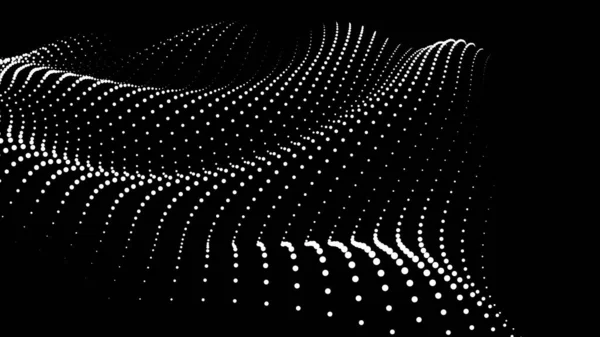 プレゼンテーションのための数学フローテンプレート 粒子の空間における規則性を強調する発光線 オーダーした正弦波科学 大規模なデータストリームの処理 — ストックベクタ