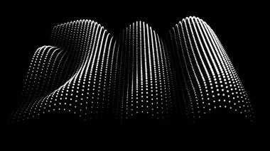 Sinüzoidal formül bozulması sinüs dalgası ve dalga formu. Üç boyutlu koordinatlardaki üç boyutlu fonksiyon uzayının grafiği. Bilim basit ayrıntılı ses damlası arkaplanı