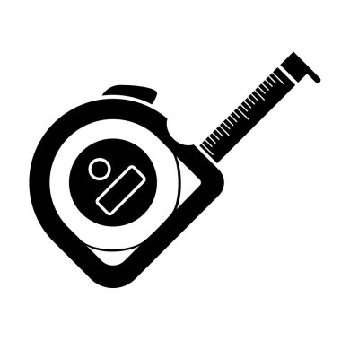 Ölçüm bandı vektörü basit biçim simgesi modu. Makara ruleti inşaat aleti. Ayrıntılı logo vektör çizimi izole edildi.