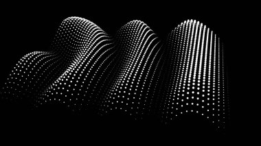 Büyük verilerin üç boyutlu dinamik düğümü bilimi noktalar. Parçacıkların sonsuz sinüzoit çizgisini dalgalandırın. Girdap tepesi neon topolojisi. Titreşim dalgalı davul müziği arkaplanı. Deniz araştırma bilimi damlaları düşüyor