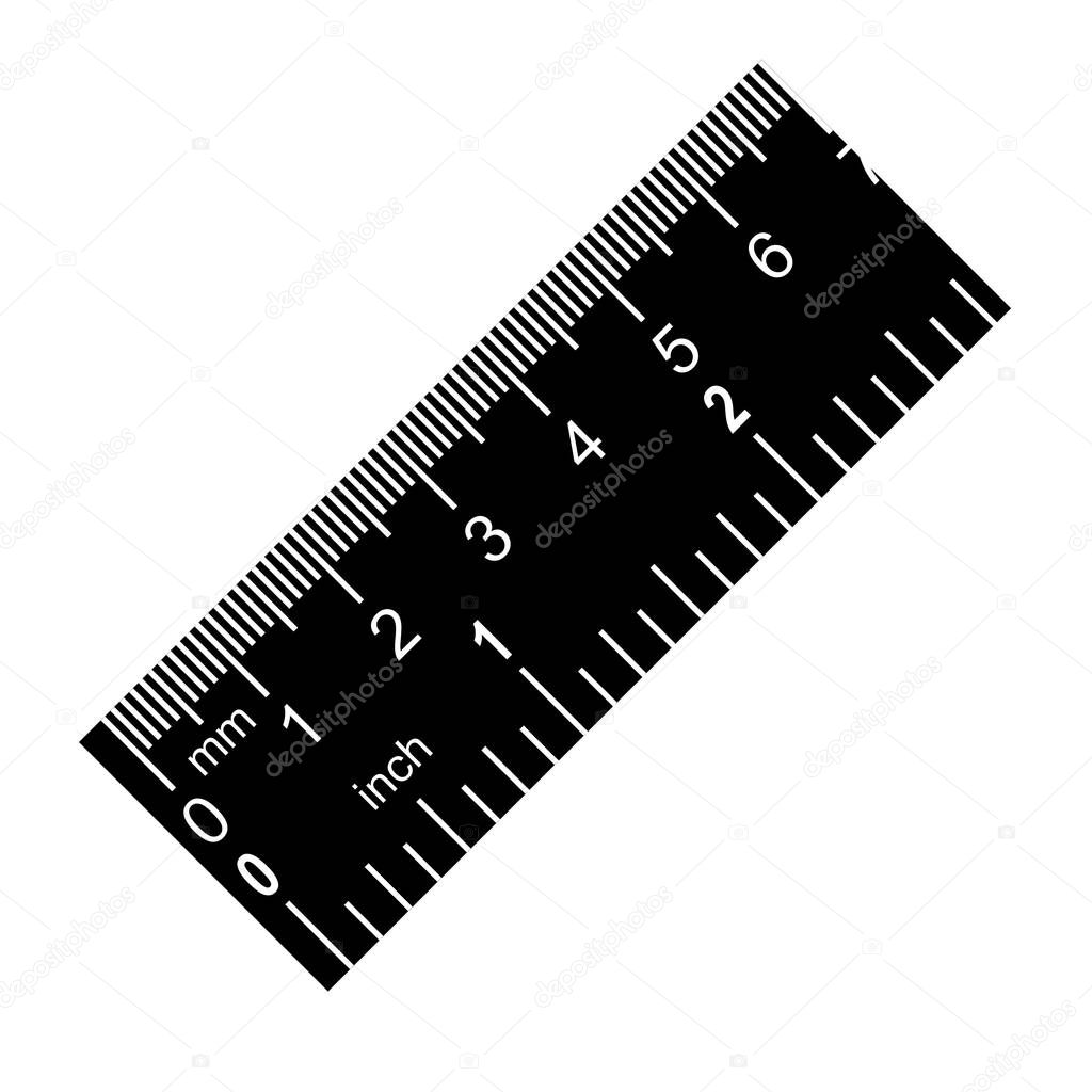 Measuring school ruler. Measuring exact distance in centimeters. Stationery simple style detailed logo icon vector illustration isolated.