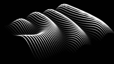 Büyük verilerin üç boyutlu dinamik düğümü bilimi noktalar. Parçacıkların sonsuz sinüzoit çizgisini dalgalandırın. Girdap tepesi neon topolojisi. Titreşim dalgalı davul müziği arkaplanı. Deniz araştırma bilimi damlaları düşüyor