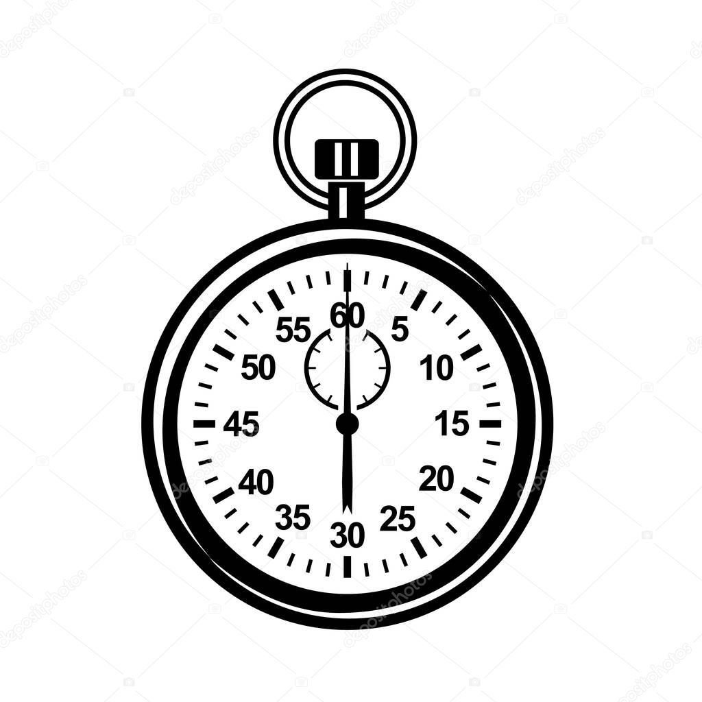 Stopwatch device. Detailed vector illustration of clock mechanism with fine dial and detailed hands. Sports equipment trainer. Watch simple style detailed logo icon vector illustration isolated.