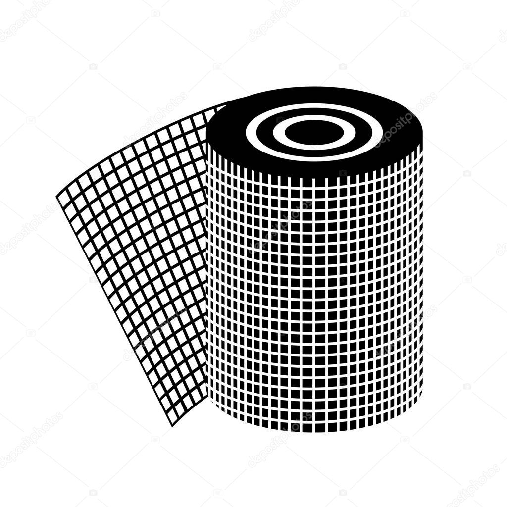 Roller bandage textile cloth. Medical simple style detailed logo icon vector illustration isolated