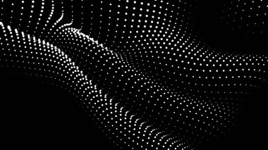 Sunum için matematik akış şablonu. Işık yayan çizgiler parçacıkların uzayındaki düzenliliği vurguluyor. Sinüzoidal bilim emretti. Büyük bir veri akışı işleniyor