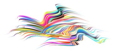 Koyu arkaplanda üç boyutlu soyut kıvrımlı akışkan şekil. Modaya uygun sıvı tasarımı. Akış şekilleri akarsu boyası. Derin analiz fırça darbesi renkli afiş. Vektör illüstrasyonu gerçekçi boya ağı ızgarası.