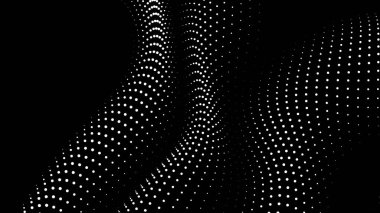 Sunum için matematik akış şablonu. Işık yayan çizgiler parçacıkların uzayındaki düzenliliği vurguluyor. Sinüzoidal bilim emretti. Büyük bir veri akışı işleniyor