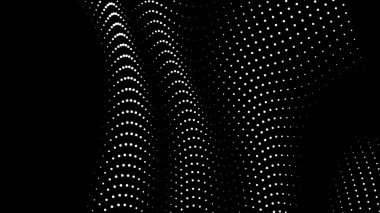 Sunum için matematik akış şablonu. Işık yayan çizgiler parçacıkların uzayındaki düzenliliği vurguluyor. Sinüzoidal bilim emretti. Büyük bir veri akışı işleniyor